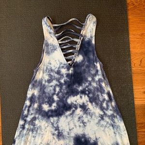 Blue tie-dye sleeveless dress